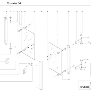 Châssis inox + charnières pour MCM 6 EG / EE